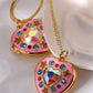 Rhinestone Decor Heart Box Pendant Necklace