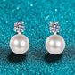 Moissanite Pearl Stud Earrings