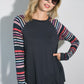 PLUS MULTI STRIPE PRINT AND SOLID MIXED CASUAL TOP