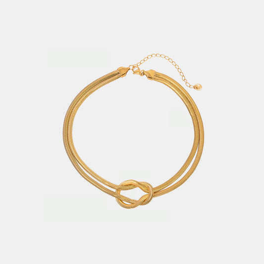 Double Layered Knot Herringbone Choker Necklace