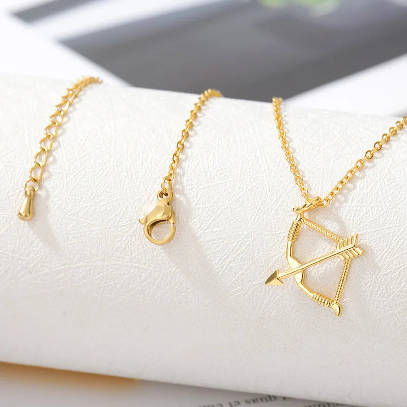 Bow Arrow Necklace For Women Gold Color Cupid's Arrow Necklcae Pendant Stainless Steel Jewerly Wedding Couple Gifts collar 2024