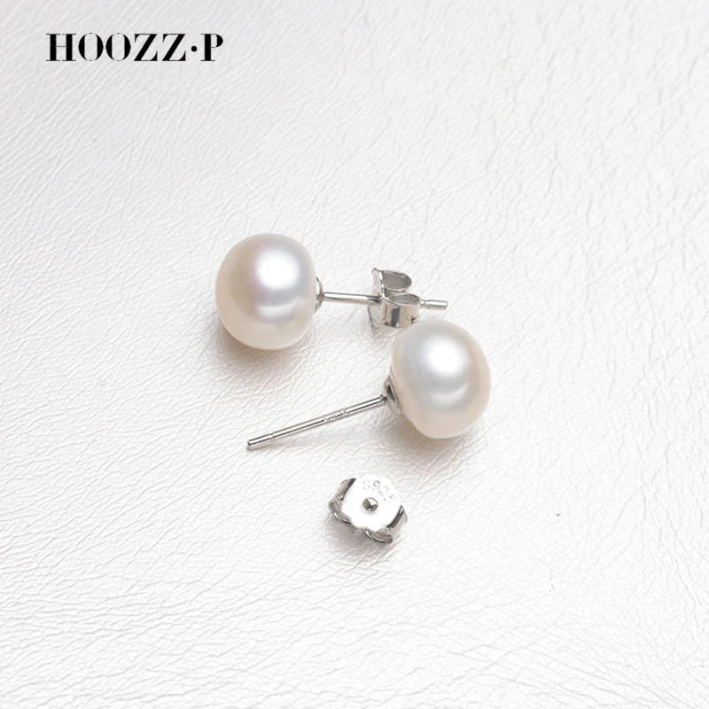 Freshwater Cultured Pearl Earrings High Quality Natural Pearly 7-8mm 925 Sterling Silver Gold Plated Gift For Bride Earring New