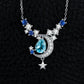 JewelryPalace New Moon Star 4.5ct Genuine Sky Blue Topaz Created Sapphire 925 Sterling Silver Pendant Necklace for Woman 45cm