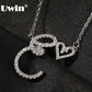 UWIN Initial Cursive Letters with Heart Pendant Necklaces Iced Out Initial Necklace Fashion Jewelry Collier Lettre