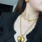 2024 Europe and America Fashion Medieval Heart-shape Pendant Necklace Women's Light Luxury Elegant Jewelry