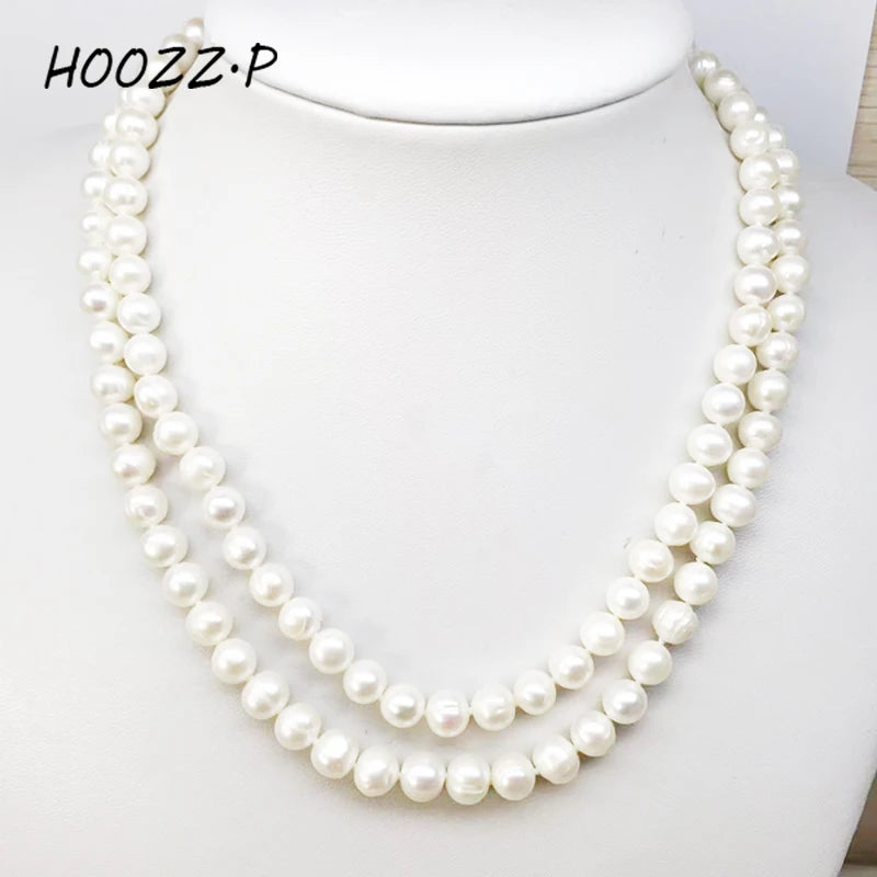 HOOZZ.P Real Pearl Choker Necklace White Black Natural Freshwater Cultured Pearl Double Necklace for Women Gift Pearl 6-7mm A