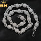 THE BLING KING 10mm Icy Bead Link Locked Chain Necklace Micro Paved Out 5A Cubic Zirconia Choker HipHop Fashion Jewelry