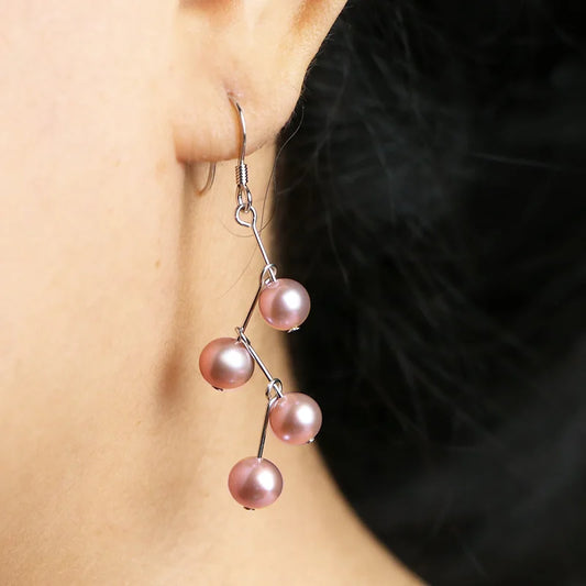 natural Berry Earrings For Pearl Trendy Jewelry Office Girl Career Gift,925 silver earr with pearls Four Coloer With 6-7mm