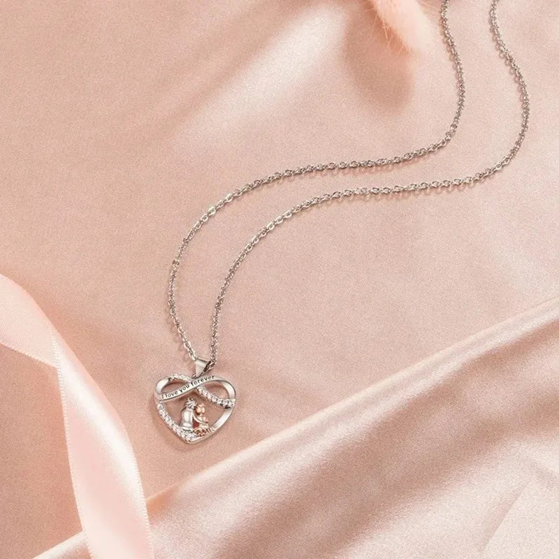 Grandma Granddaughter Necklace Wish Card, Infinity Heart Pendant Birthday Mother's Day Christmas Gifts Jewelry for Women Girls