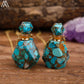 Fashion Women Gold Line Turquoises Stone Perfume Bottle Diffuser Pendant Necklace Craft Birthday Jewelry Gifts Dropship