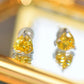 2 Carat Yellow Heart Moissanite Platinum-Plated Earrings