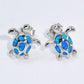 Opal Turtle Platinum-Plated Stud Earrings