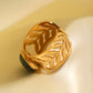 18k Gold Plated Malachite Leaf Ring