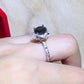 2 Carat Black Moissanite Floral Ring