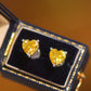 2 Carat Yellow Heart Moissanite Platinum-Plated Earrings