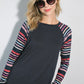 PLUS MULTI STRIPE PRINT AND SOLID MIXED CASUAL TOP