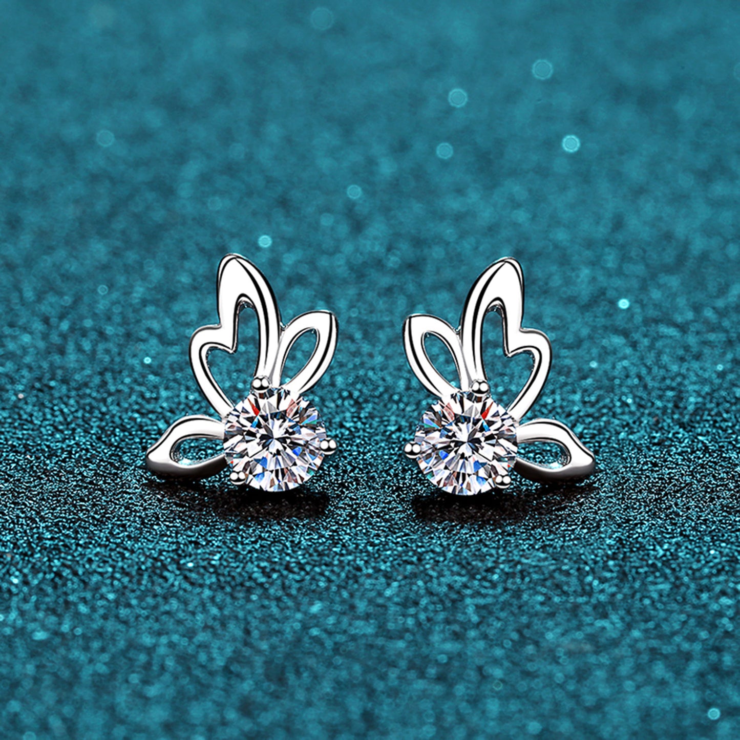 1 Carat Moissanite Butterfly Shape Earrings