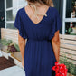 Swiss Dot V-Neck Short Sleeve Dress