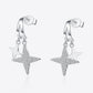 Moissanite Star Rhodium-Plated Drop Earrings