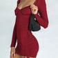 Drawstring Ruched Long Sleeve Mini Dress