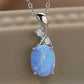 Opal Oval Pendant Chain Necklace