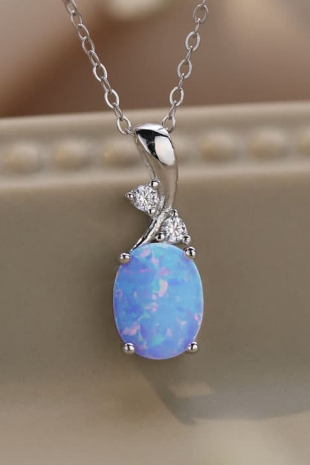 Opal Oval Pendant Chain Necklace