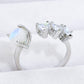 Natural Moonstone and Zircon Heart Open Ring